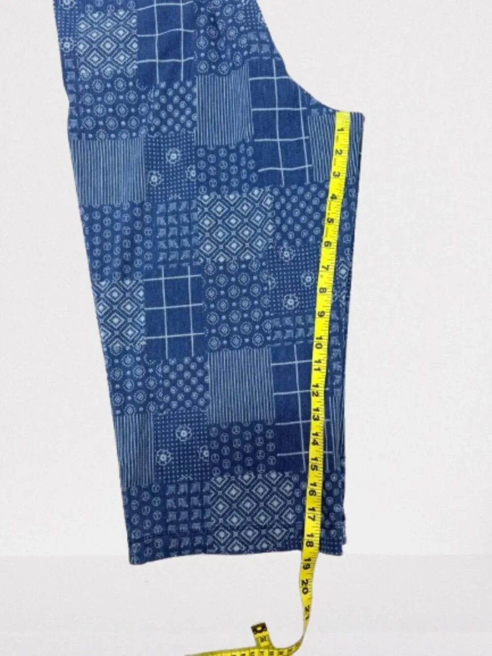 Lands' End NWOT Bandana Patchwork Sport Knit Capri Pants Size LT/14-16